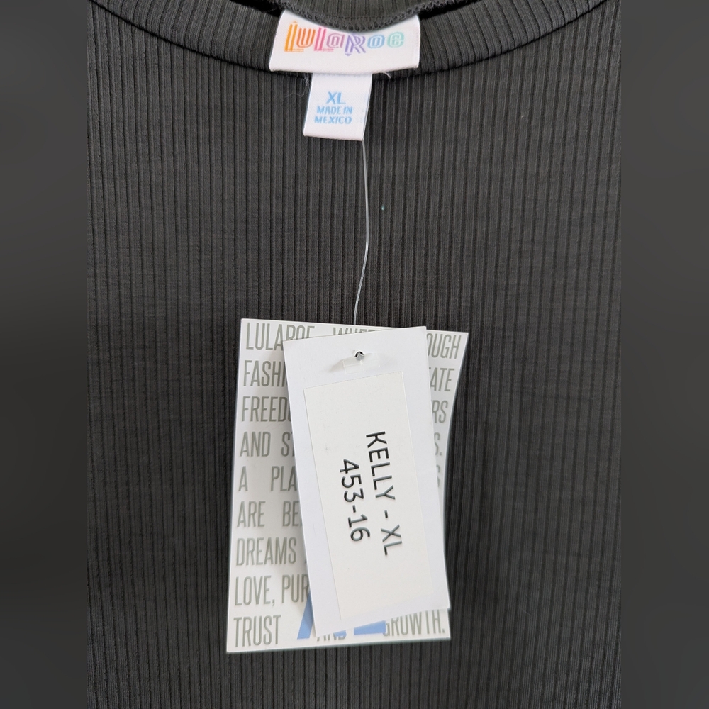 LuLaRoe Charcoal Short Sleeve Top - Picture 5 of 8